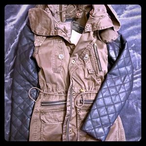 Faux leather sleeve jacket